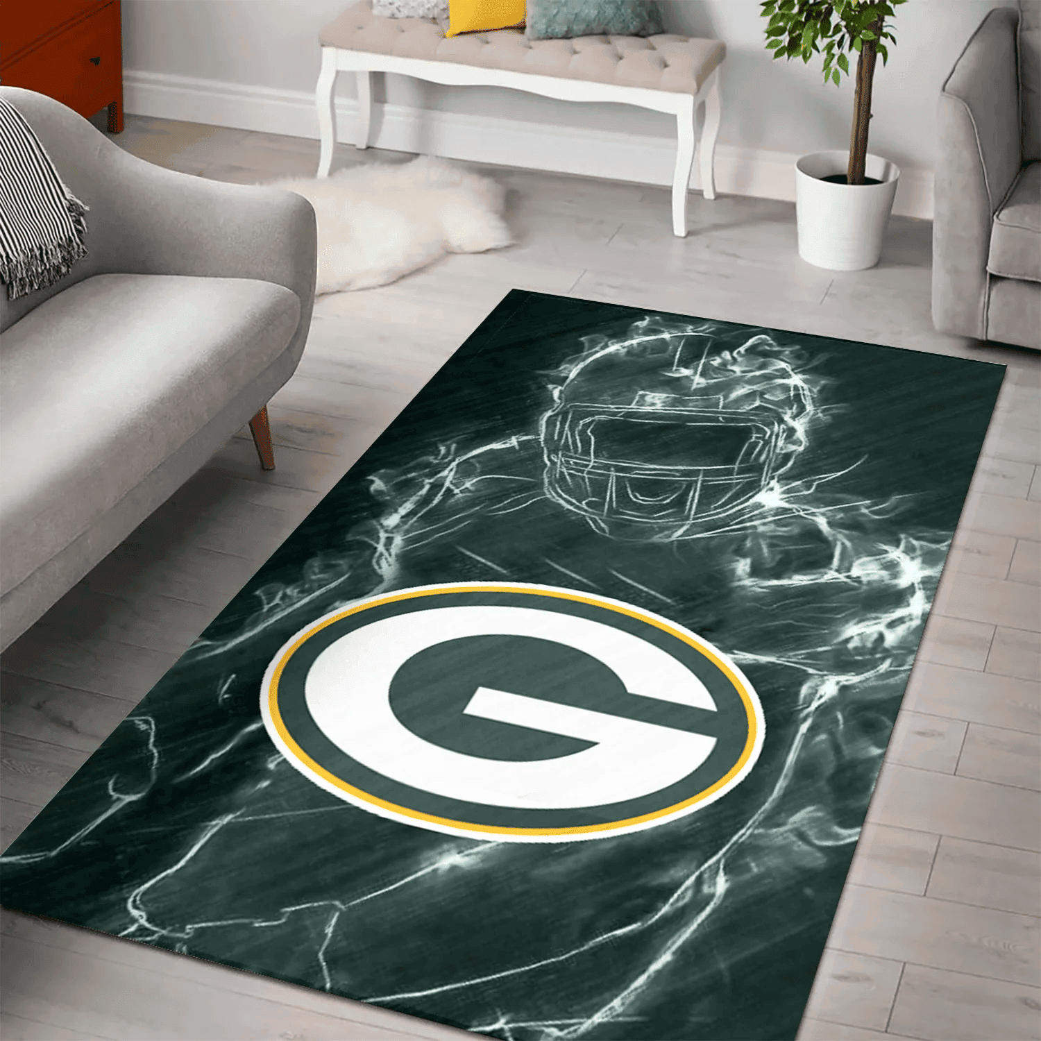 Green Bay Packers Legend 3D Full Print Rectangle Area Rug – Full Print Carpet For Living Room & Bedroom Home Decor