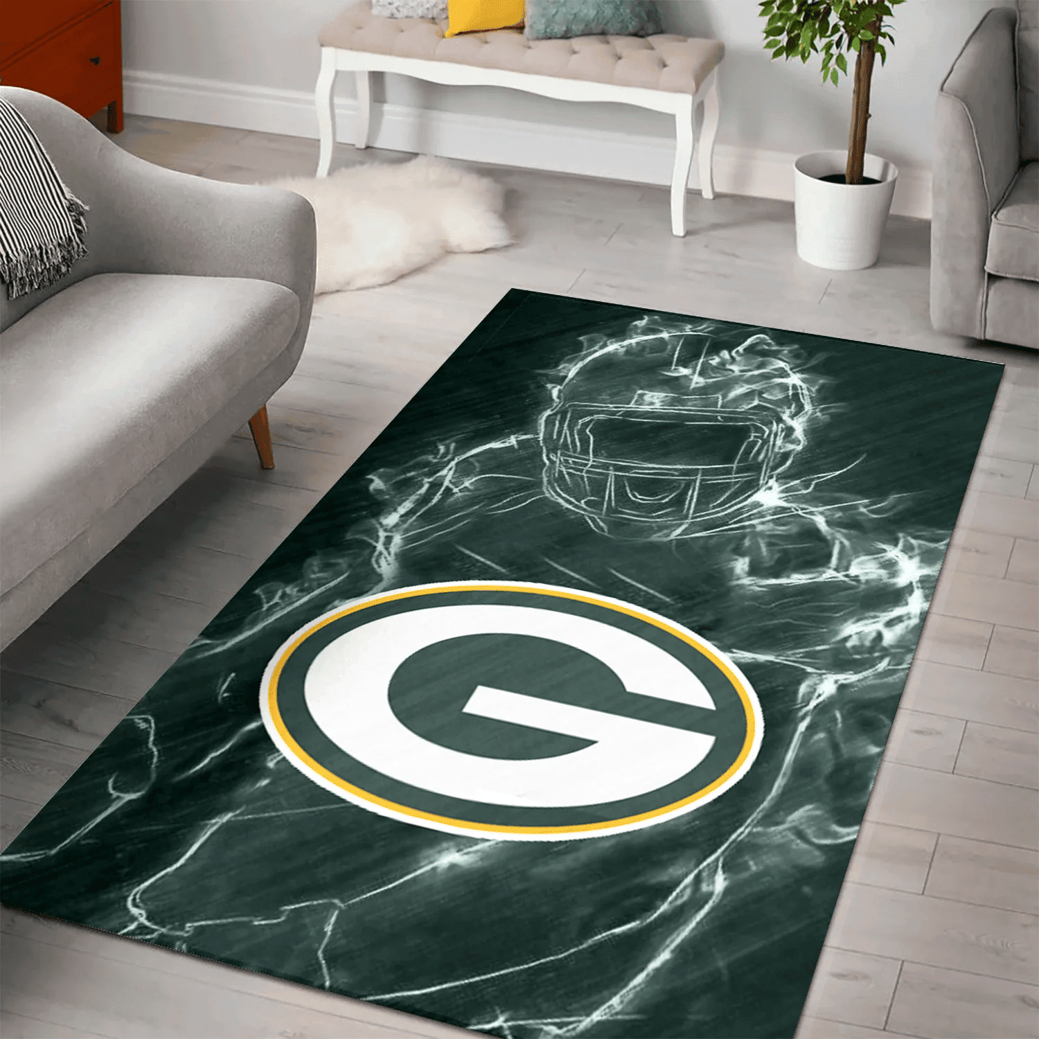 Green Bay Packers Legend 3D Full Print Rectangle Area Rug – Full Print Carpet For Living Room & Bedroom Home Decor