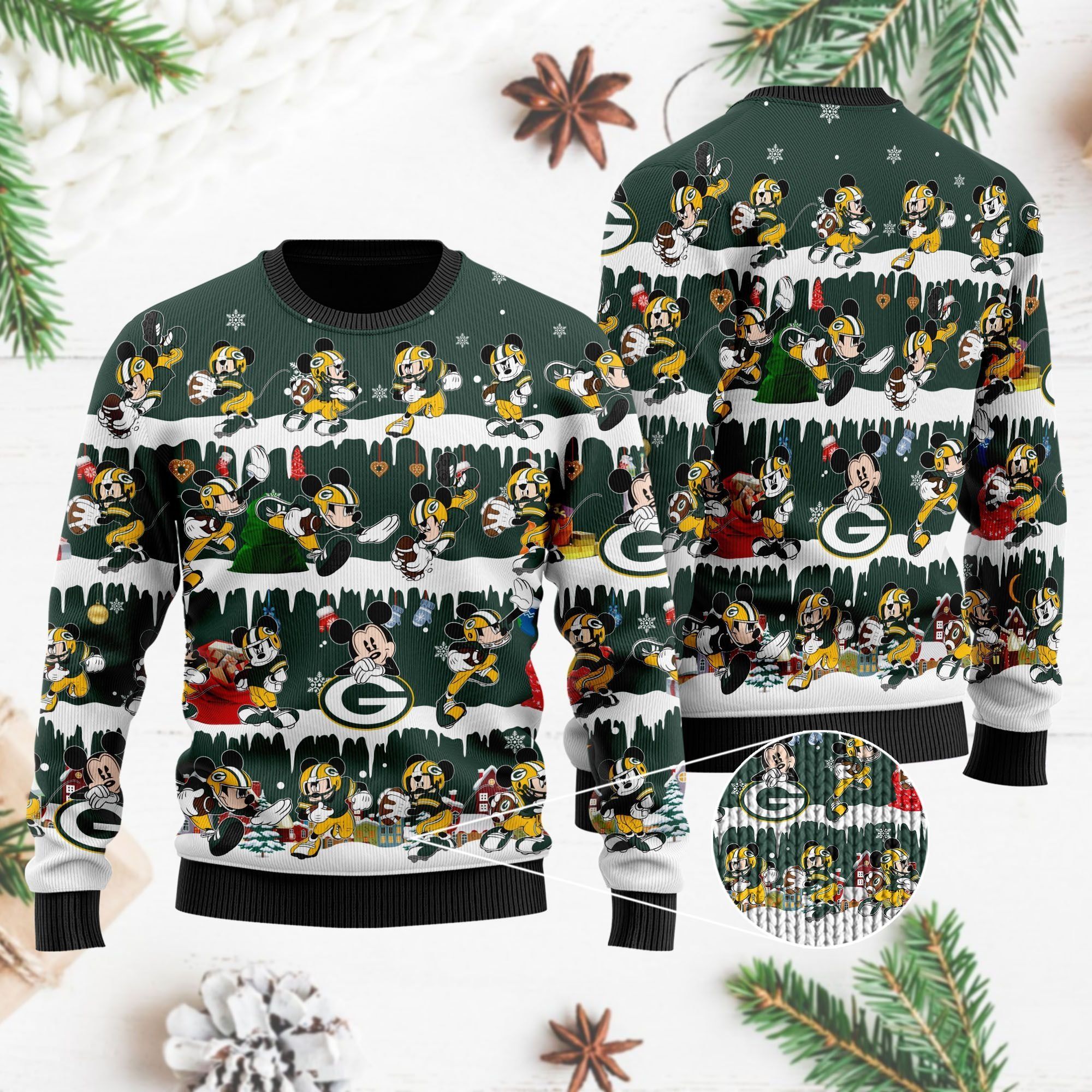 Green Bay Packers Mickey NFL American Football Ugly Christmas Sweater