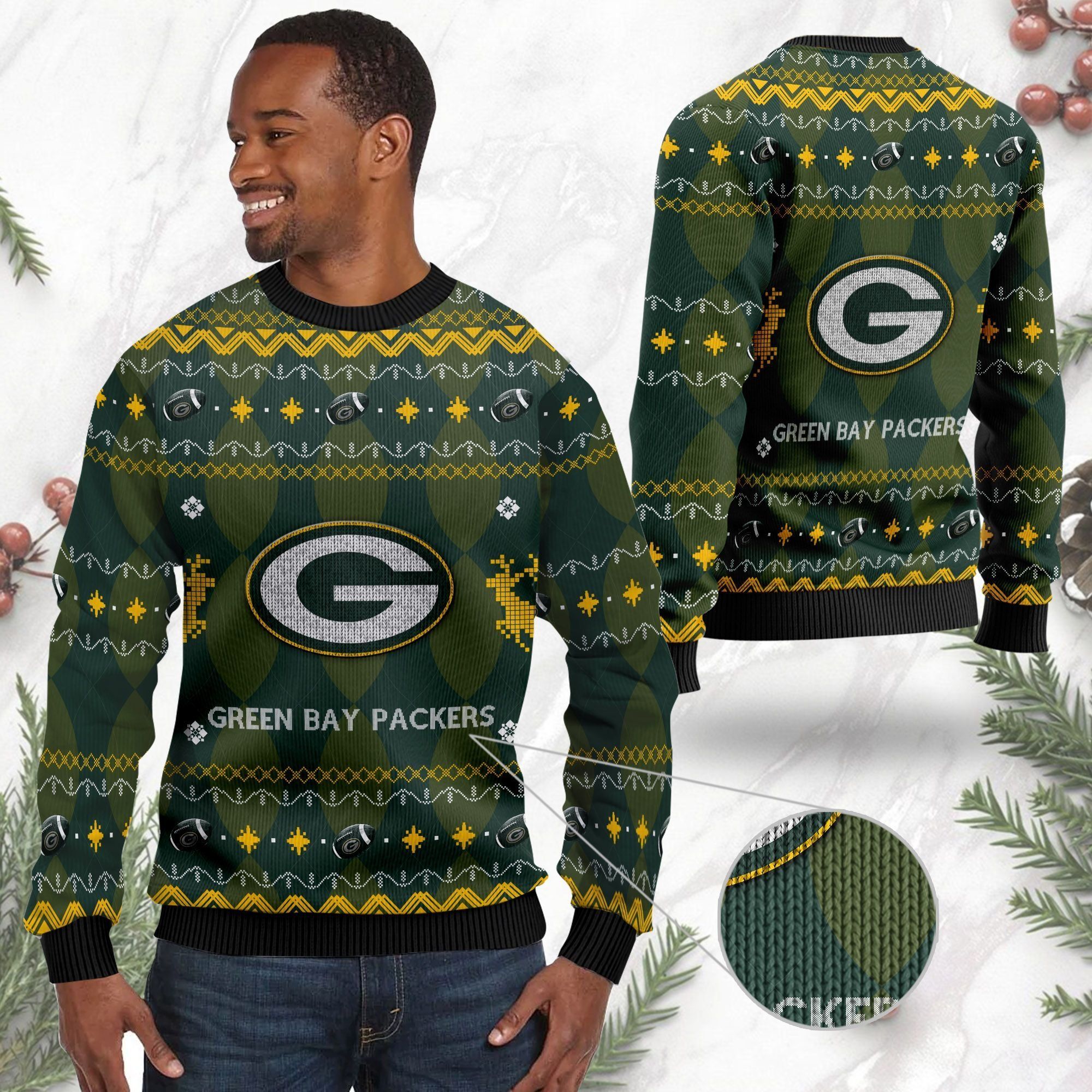Green Bay Packers NFL American Football Black Ugly Christmas Sweater
