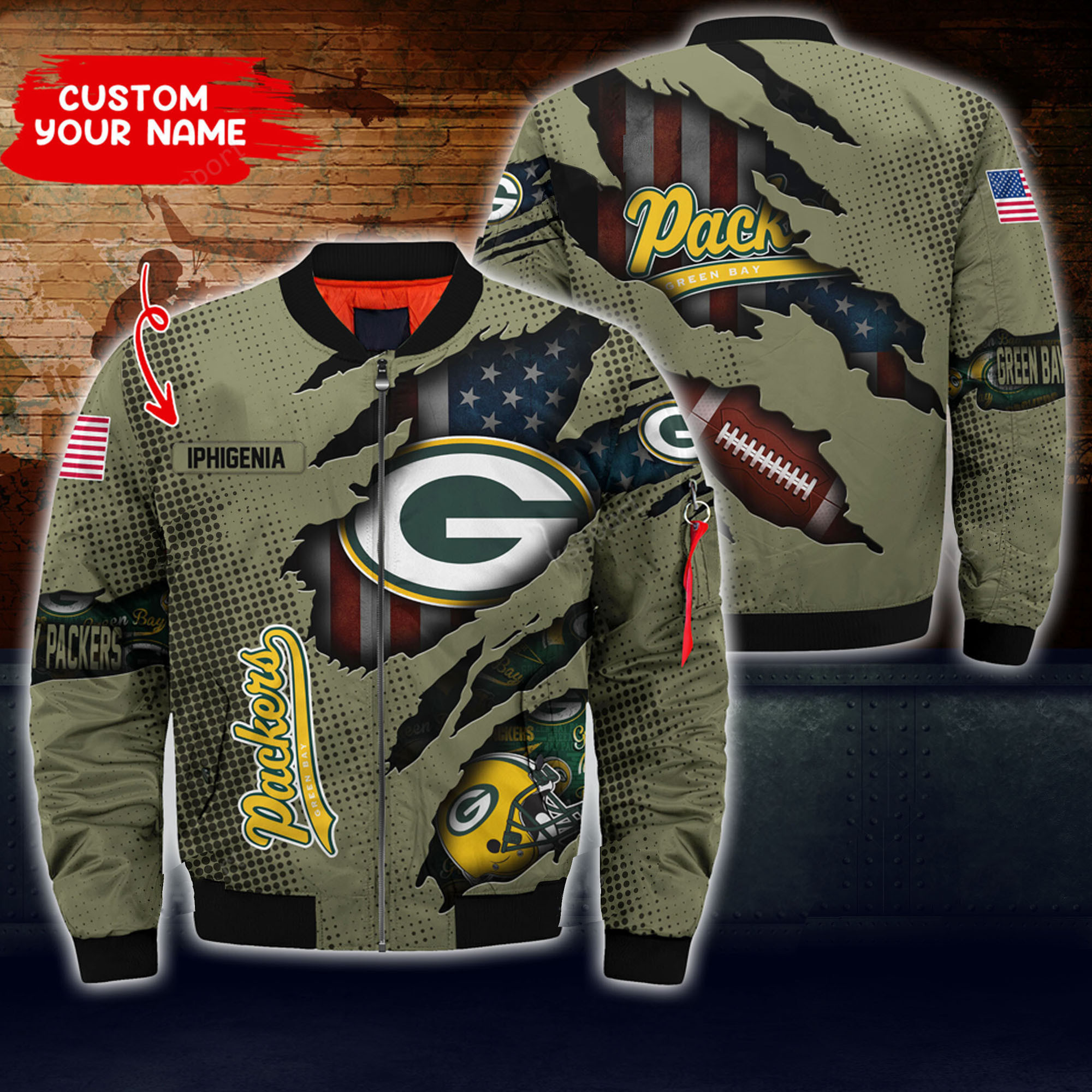 Green Bay Packers Personalized Thick Bomber Jacket | NFL Team Jacket for Men & Women | Football Fan Gift