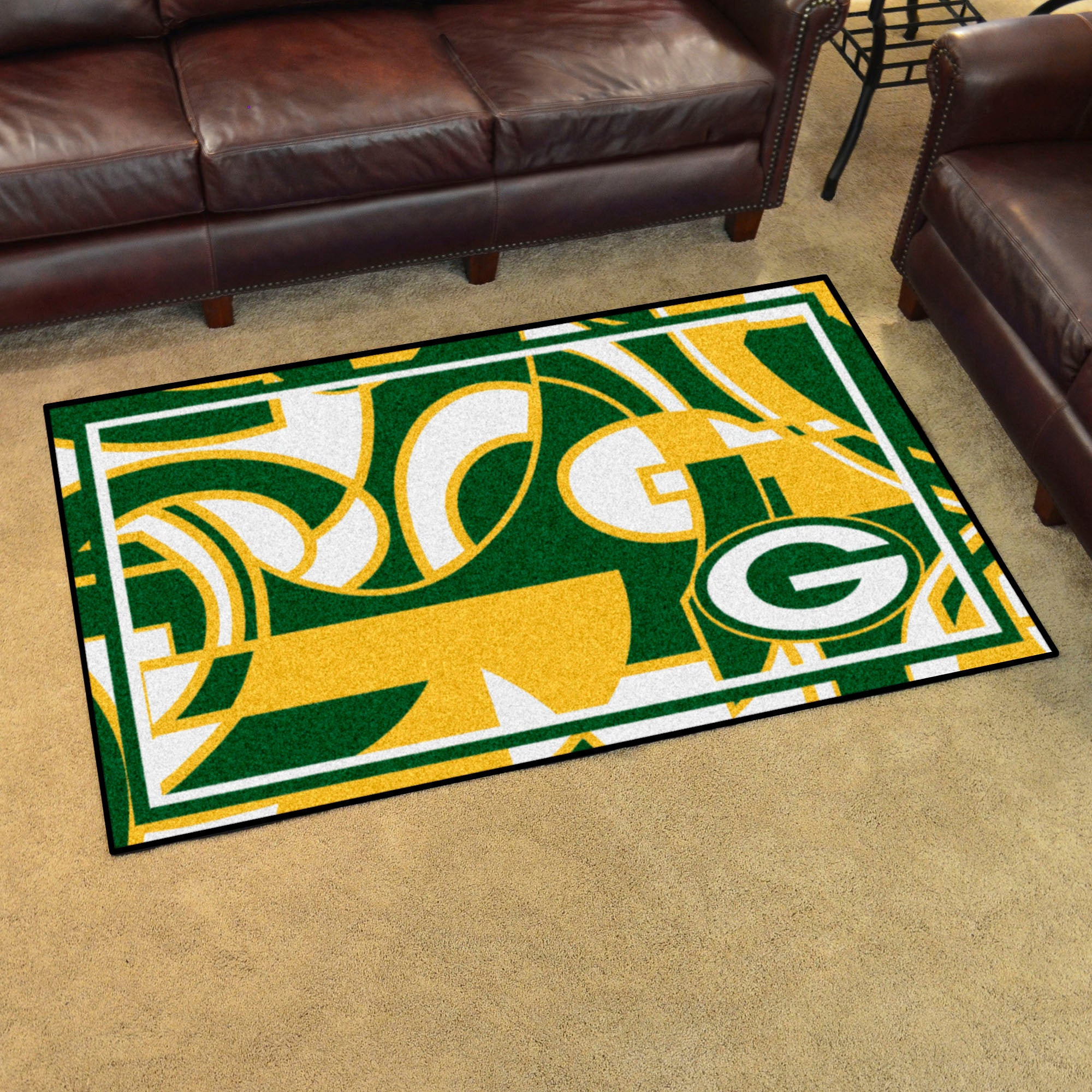 Green Bay Packers Plush Rectangle Area Rug – Full Print Carpet For Living Room & Bedroom Home Decor