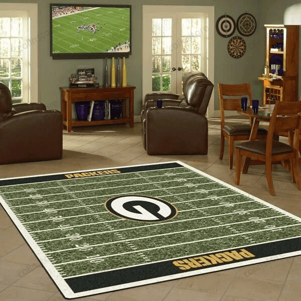 Green Bay Packers Rectangle Area Rug – Full Print Carpet For Living Room & Bedroom Home Decor