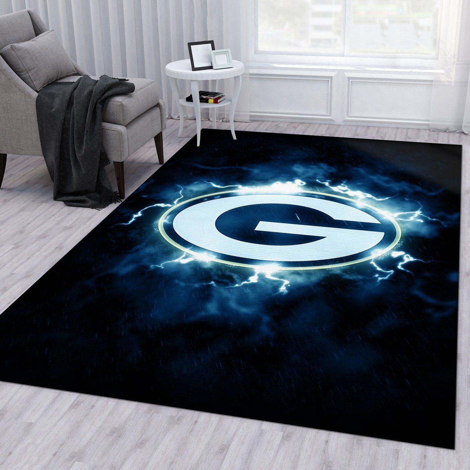 Green Bay Packers Rectangle Area Rug – Full Print Carpet For Living Room & Bedroom Home Decor