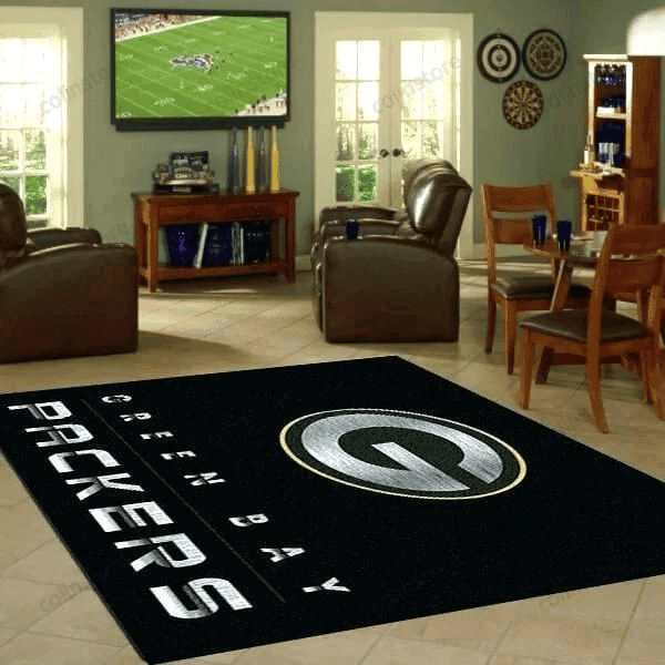 Green Bay Packers Rectangle Area Rug – Full Print Carpet For Living Room & Bedroom Home Decor