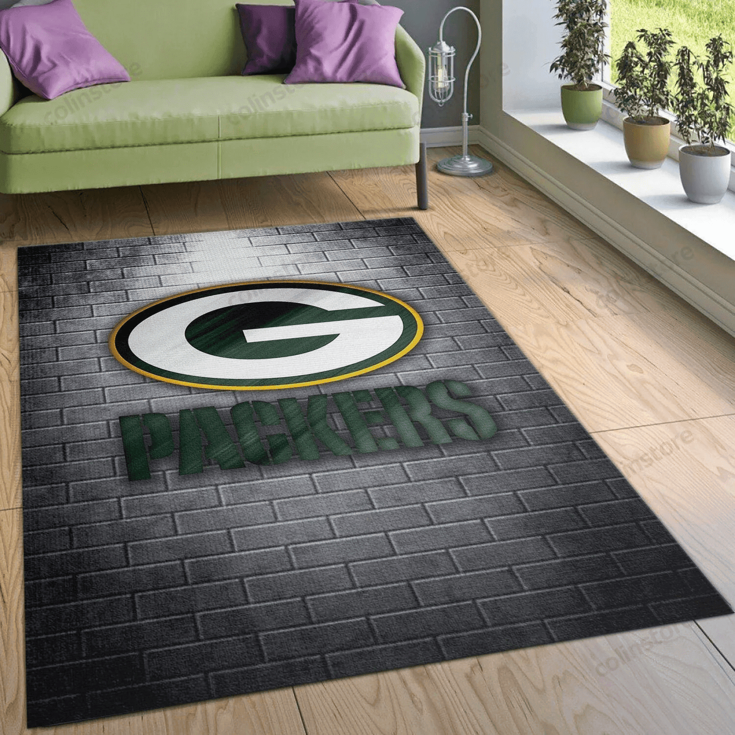 Green Bay Packers Rectangle Area Rug – Full Print Carpet For Living Room & Bedroom Home Decor