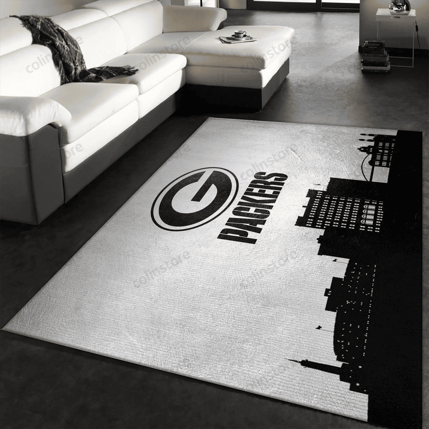 Green Bay Packers Skyline Rectangle Area Rug – Full Print Carpet For Living Room & Bedroom Home Decor