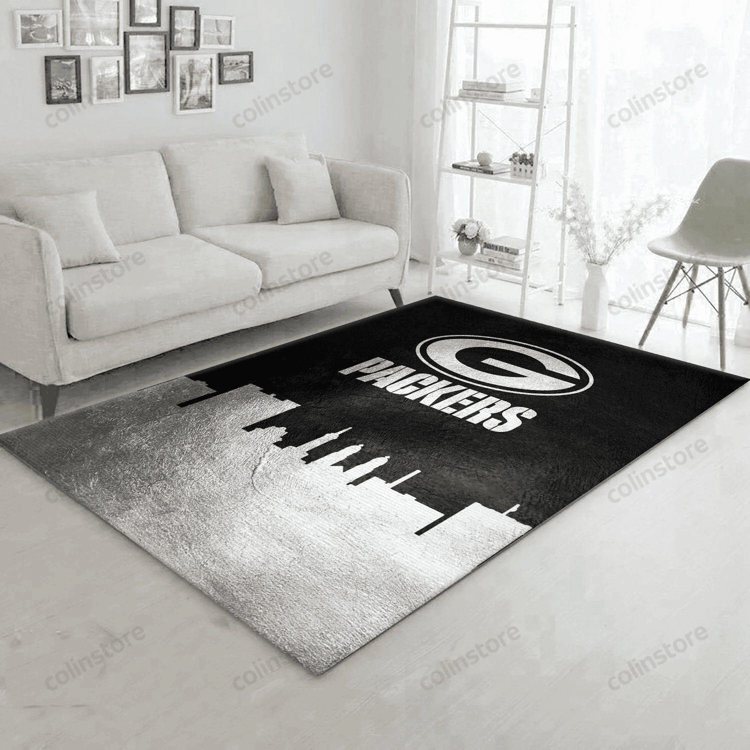 Green Bay Packers Skyline Rectangle Area Rug – Full Print Carpet For Living Room & Bedroom Home Decor