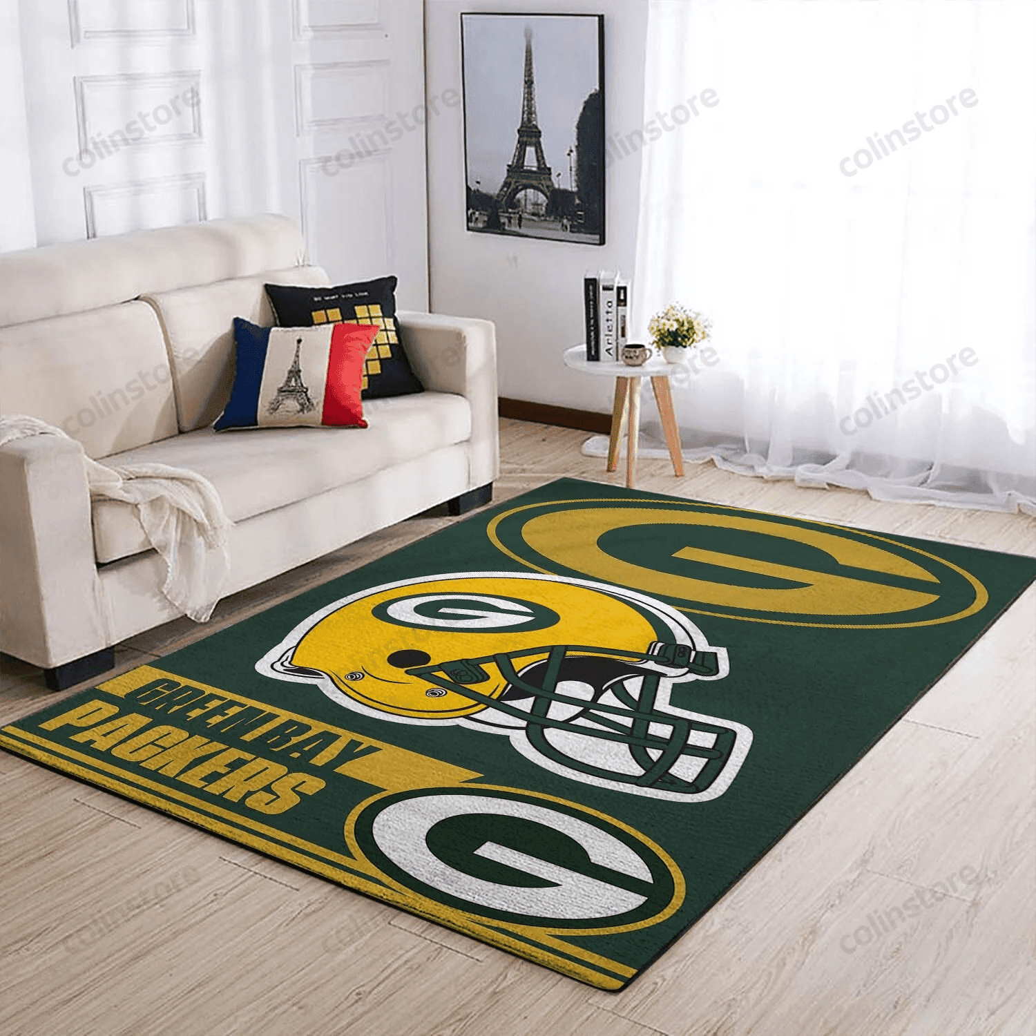 Green Bay Packers Team Logo Helmet Nice Gift Rectangle Area Rug – Full Print Carpet For Living Room & Bedroom Home Decor