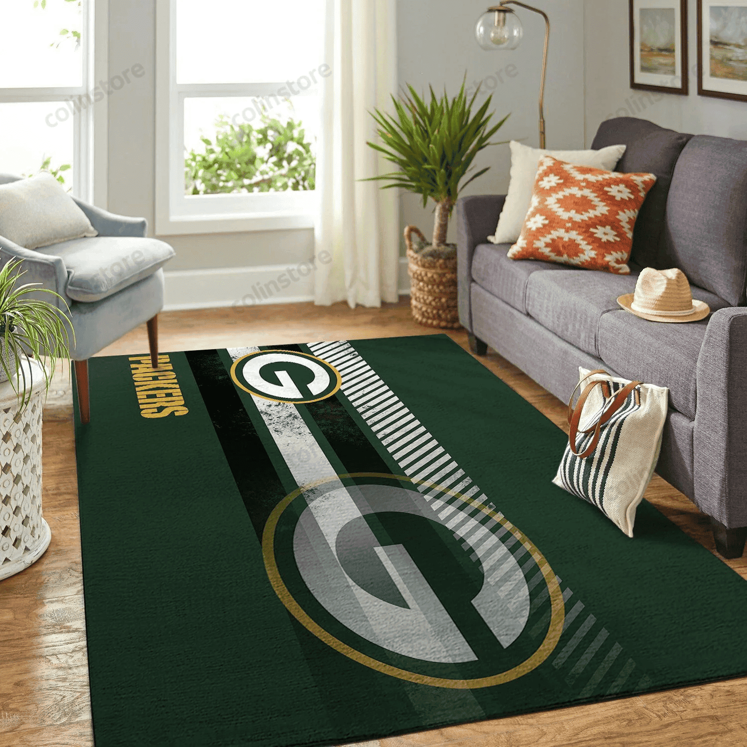 Green Bay Packers Team Logo Nice Gift Rectangle Area Rug – Full Print Carpet For Living Room & Bedroom Home Decor