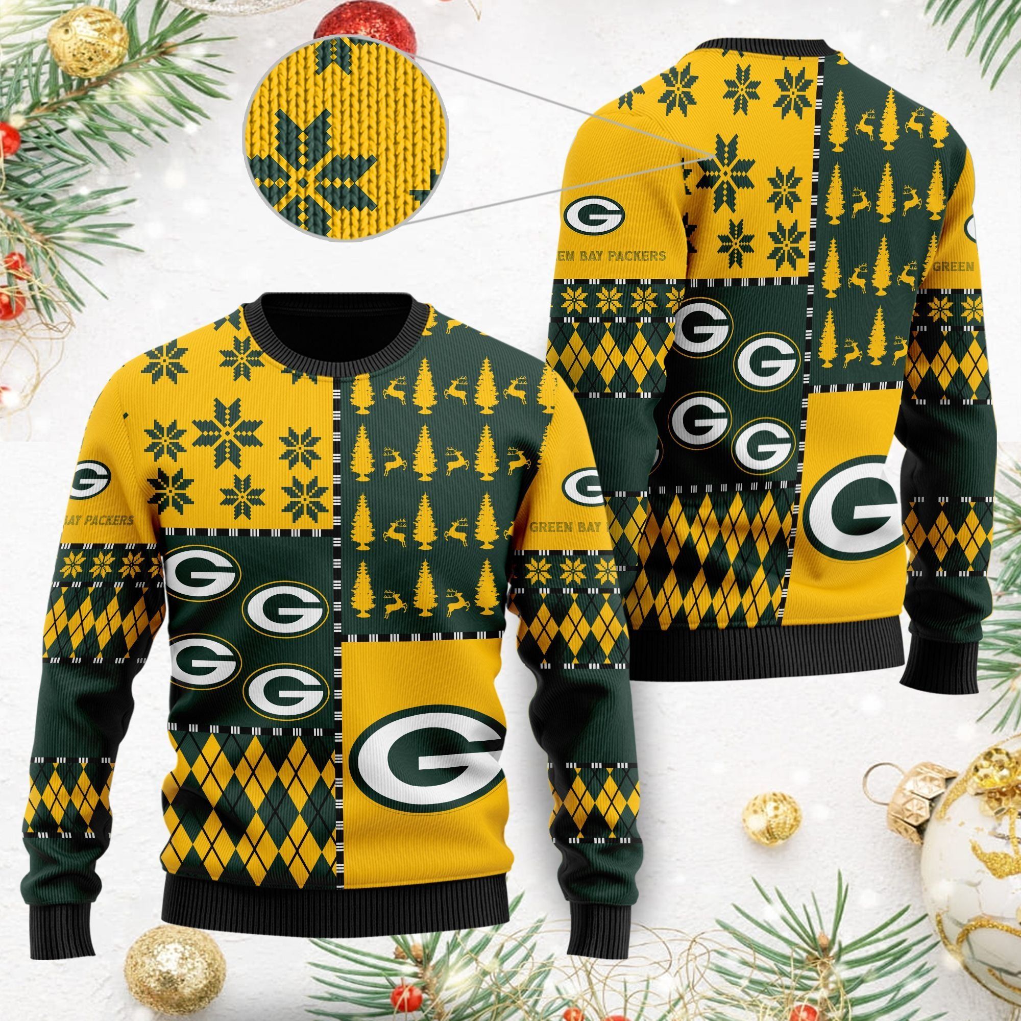 Green Bay Packers Ugly Christmas Sweater Full Size For Sale Best Christmas Gift For Packers Fans