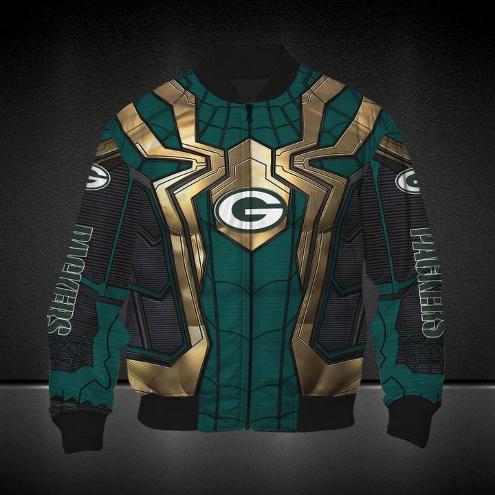Green Bay Packers Yellow Spider Man Edition Bomber Jacket | NFL Team Jacket for Men & Women | Football Fan Gift