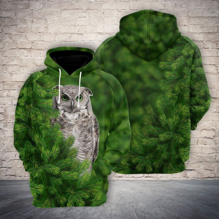 Green Eyes Owl 3D All Over Print Hoodie & Zip Hoodie