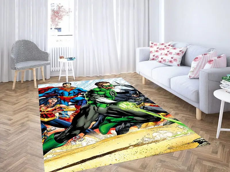 Green Lantern Justice League 3D Rectangle Area Rug – Full Print Carpet For Living Room & Bedroom Home Decor