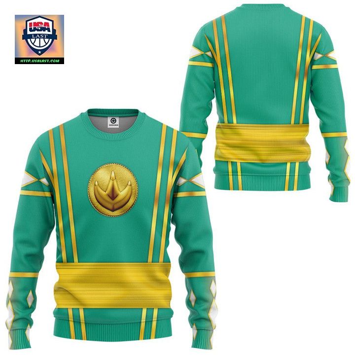 Green Mighty Morphin Power Rangers Ugly Christmas Sweater