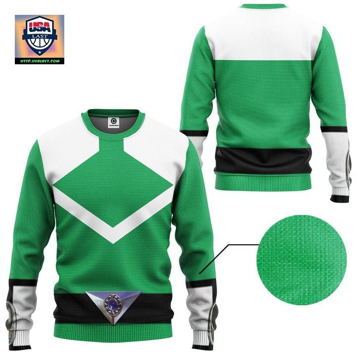 Green Power Rangers Time Force Costume Ugly Christmas Sweater