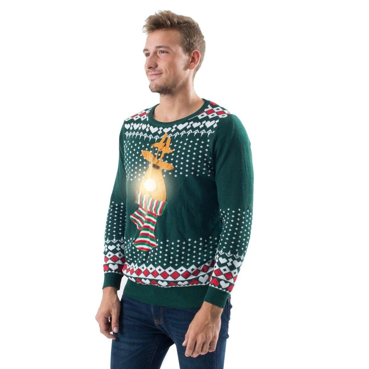 Green Reindeer Ugly Christmas Sweater,