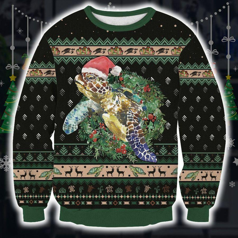 Green Sea Turtle Ugly Christmas Sweater, Perfect Holiday Gift
