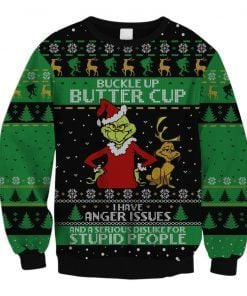 Grinch Buckle Up Butter Cup Ugly Christmas Sweater, Perfect Holiday Gift