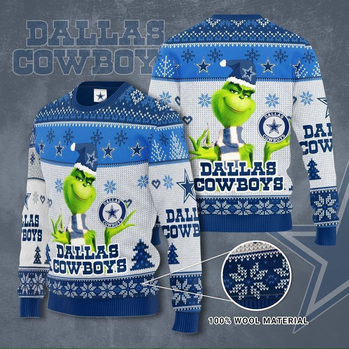 Grinch Dallas Cowboys Ugly Christmas Sweater,