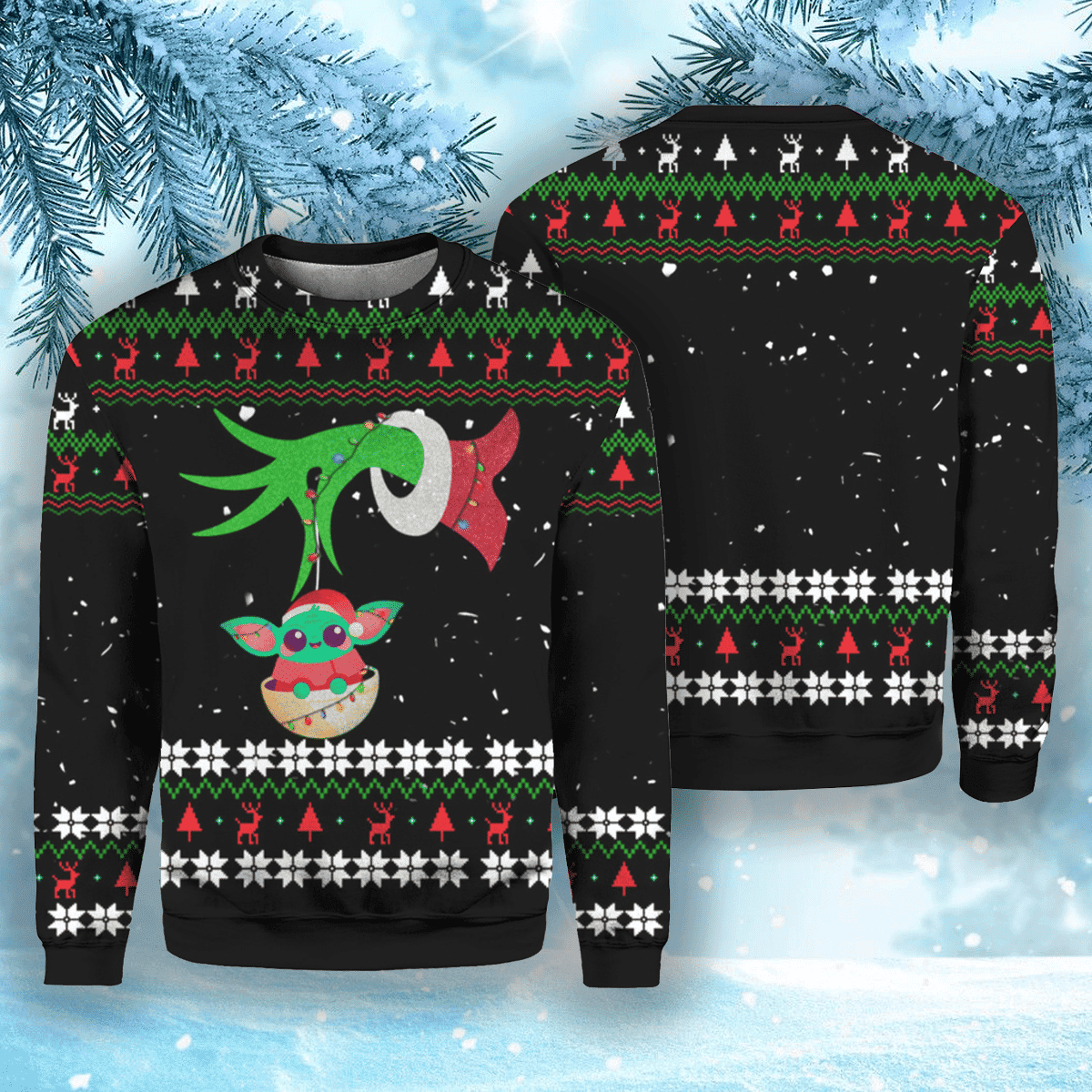 Grinch Grogu Ugly Christmas Sweater,