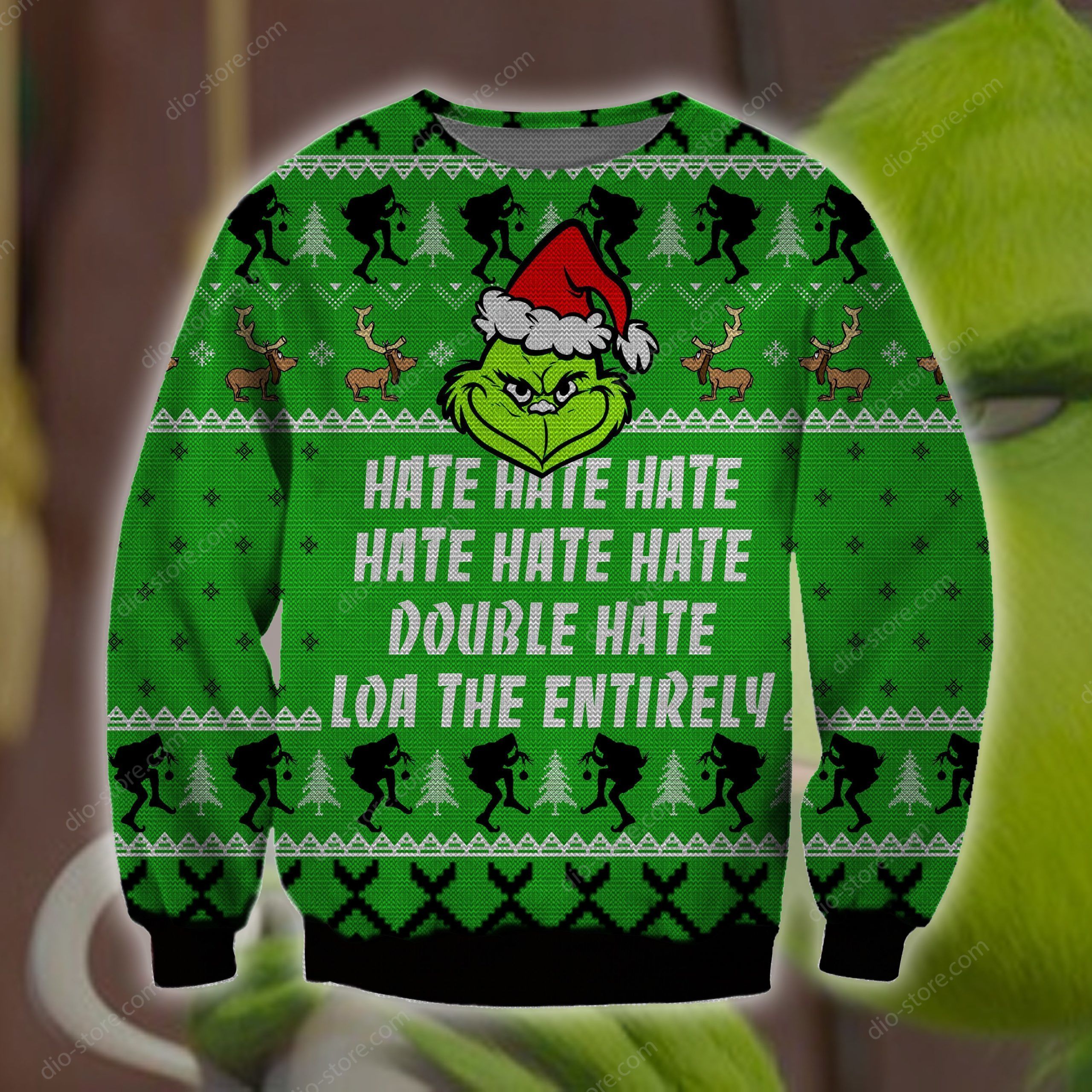 Grinch Hate Hate Hate Knitting Pattern 3D Print Ugly Christmas Sweater