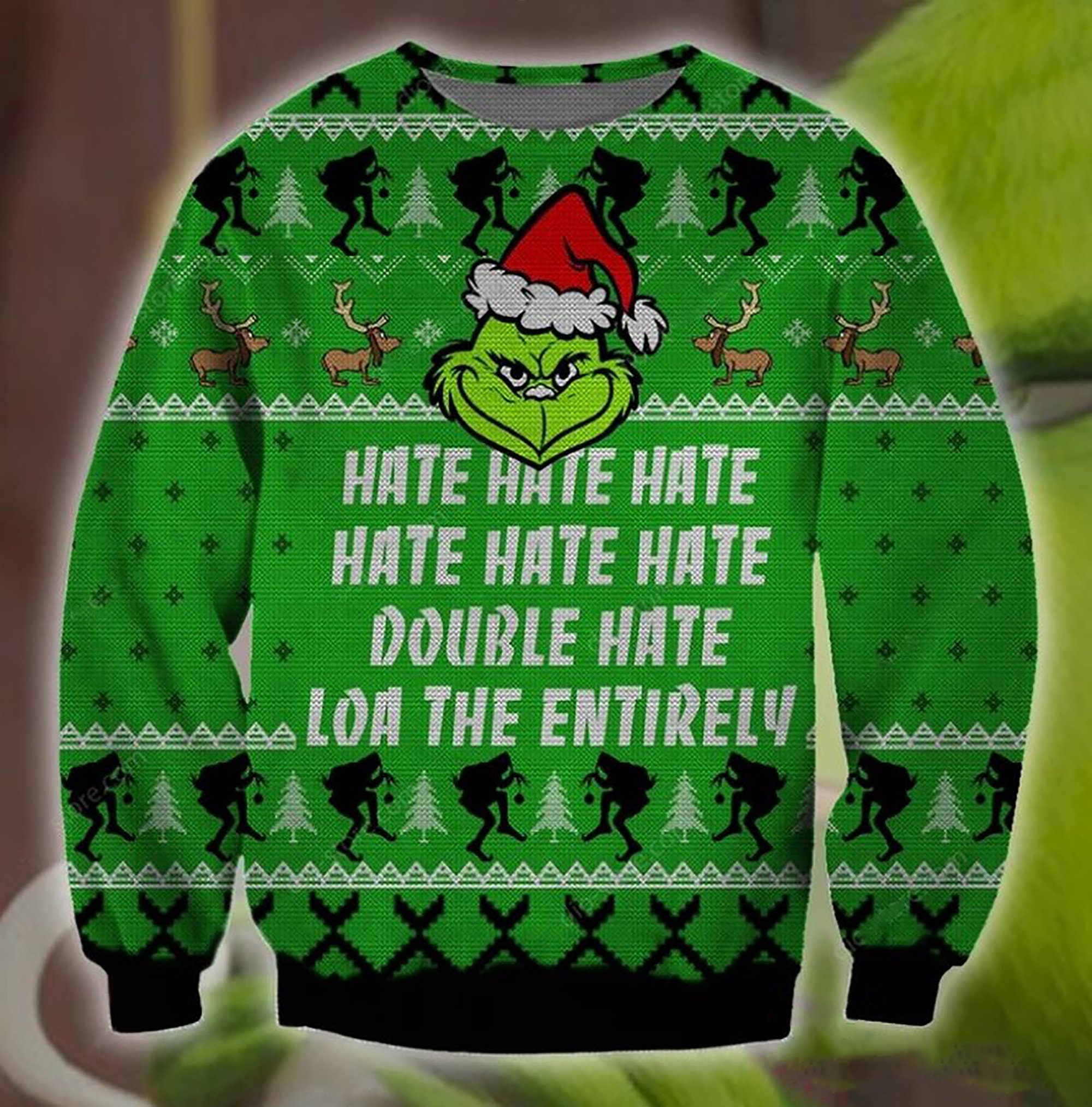 Grinch Hate Hate Hate Symbol Christmas Ugly Christmas Sweater