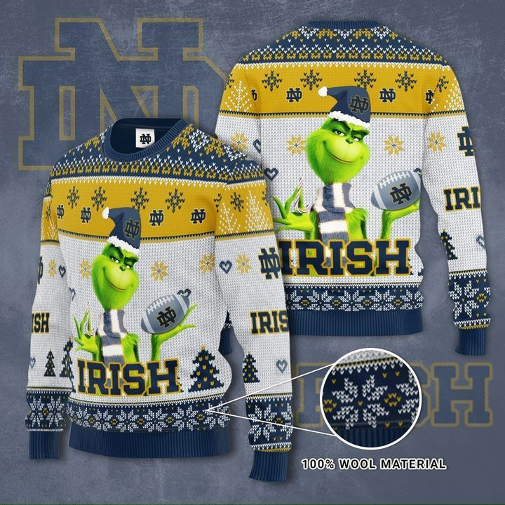 Grinch Hug Notre Dame Fighting Irish Ugly Christmas Sweater