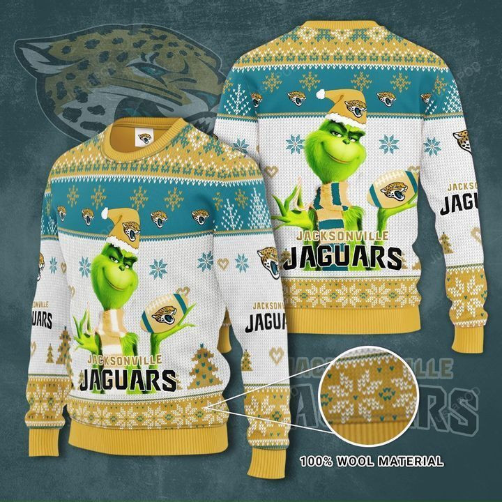 Grinch Jacksonville Jaguars 3D Ugly Christmas Sweater, Perfect Holiday Gift