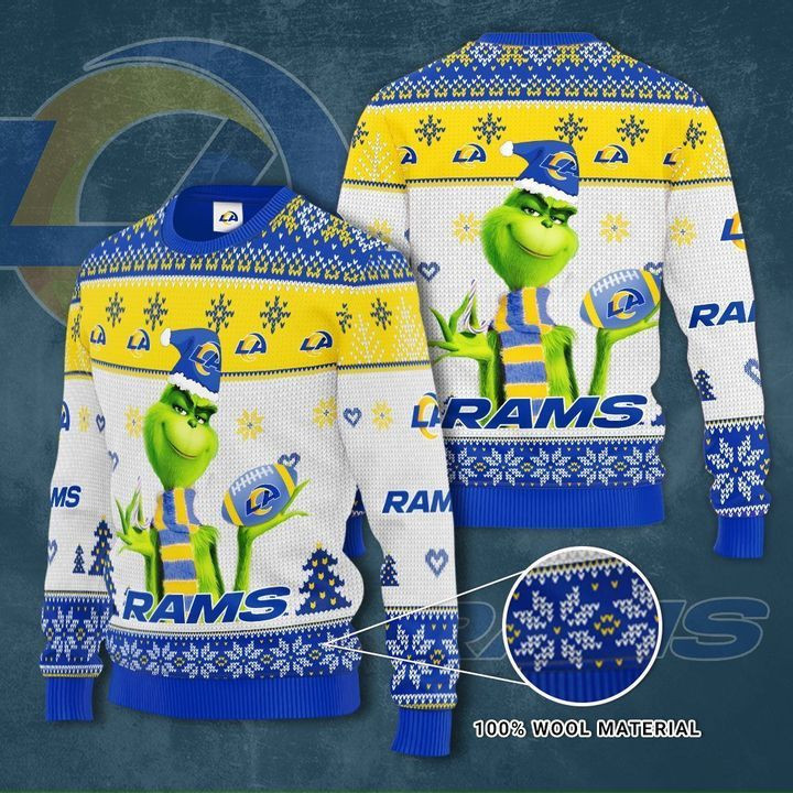 Grinch Los Angeles Rams For Fans Ugly Christmas Sweater,