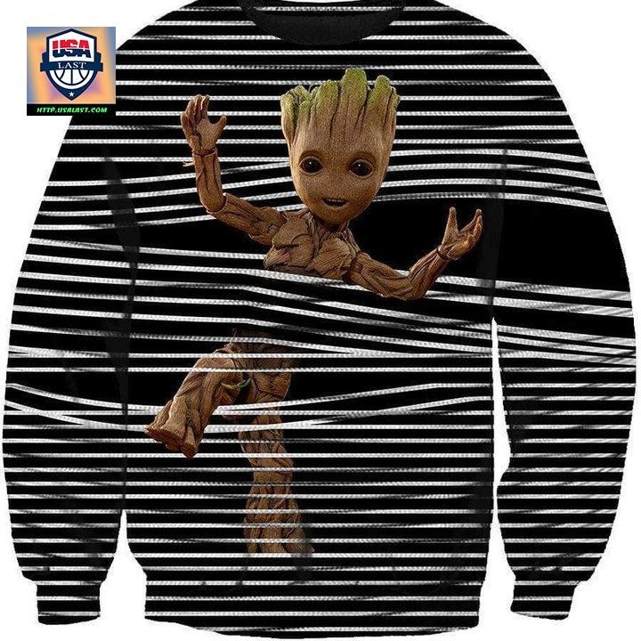Groot Funny 3D Hoodie Zip-Up Sweater T-Shirt