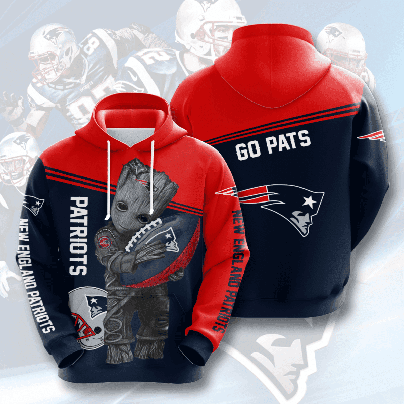 Groot Hold NEW ENGLAND PATRIOTS 3D All Over Print Hoodie & Zip Hoodie