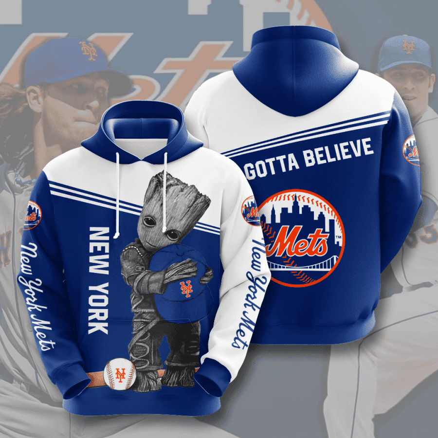 Groot Hold NEW YORK METS 3D All Over Print Hoodie & Zip Hoodie