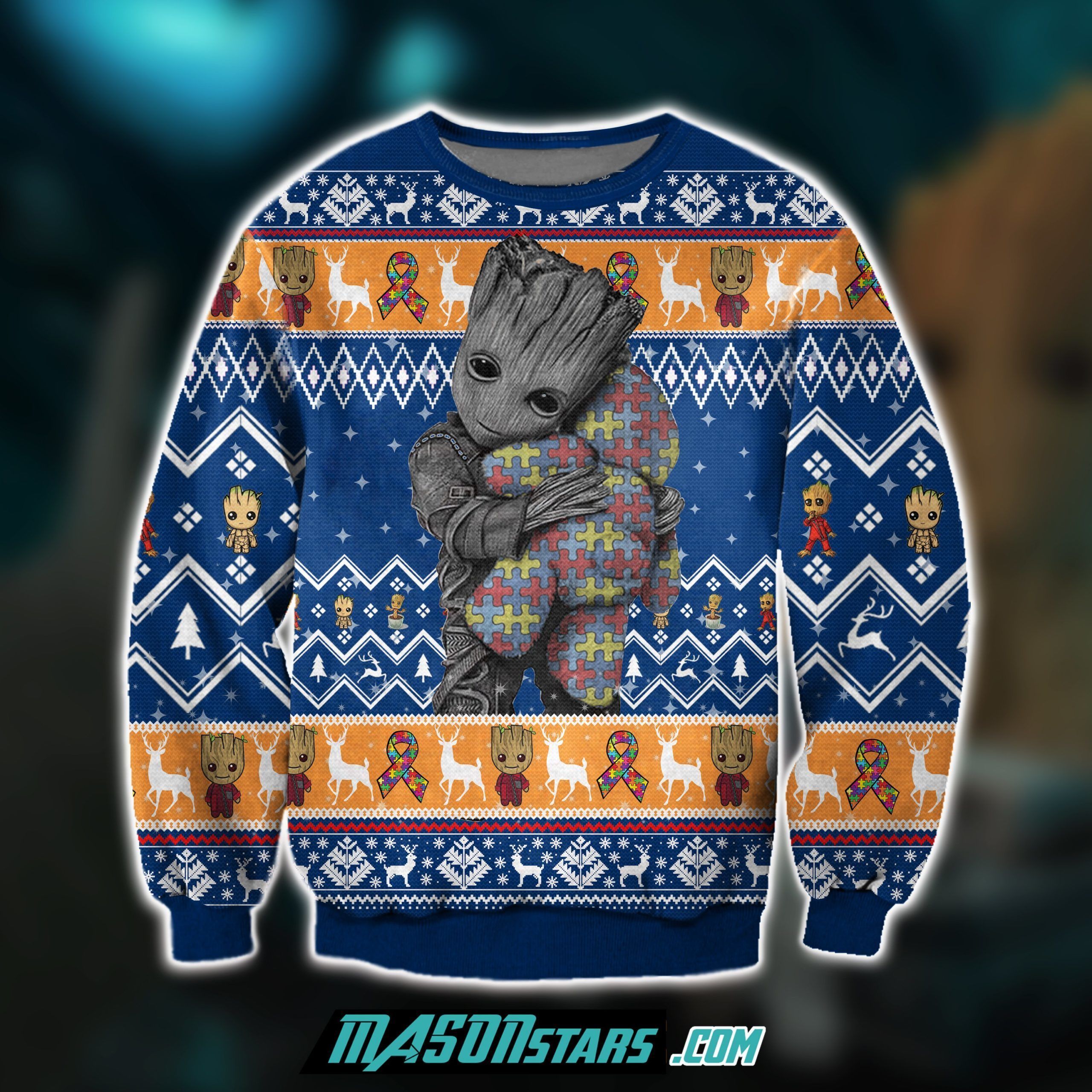 Groot Hugs Pieces Of Autism 3D Print Ugly Sweater