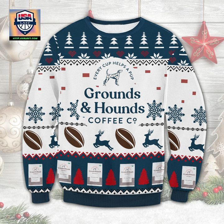 Grounds And Hounds Coffee Ugly Christmas Sweater
