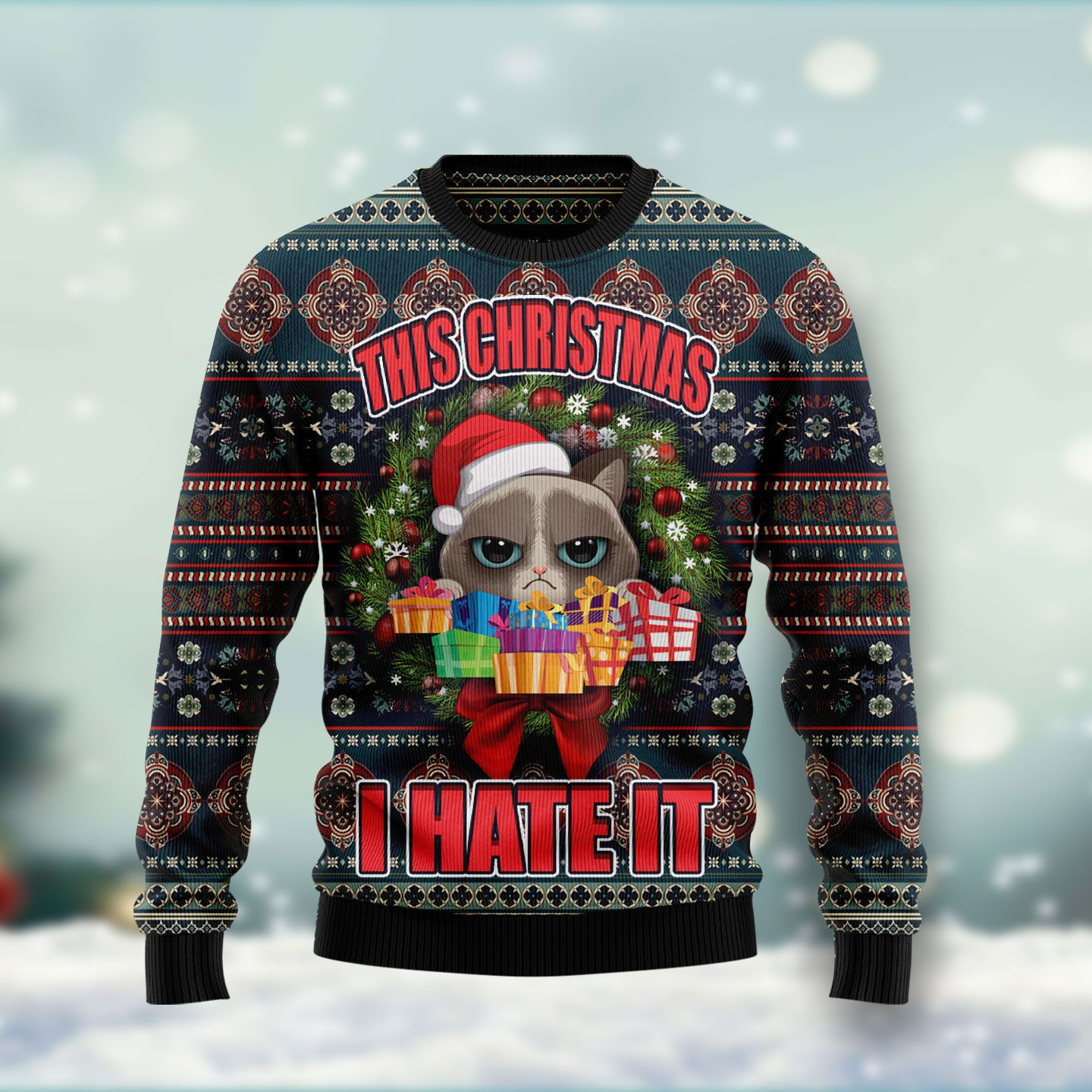 Grumpy Cat This Christmas I Hate It Ugly Christmas Sweater, Perfect Holiday Gift