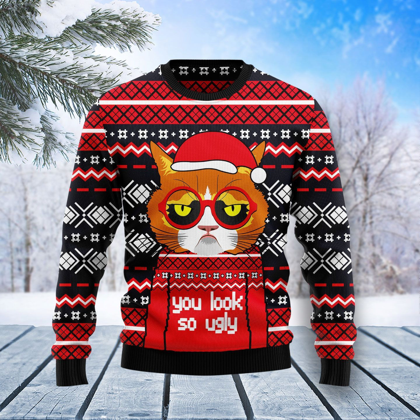Grumpy Cat You Look So Ugly Christmas Sweater,
