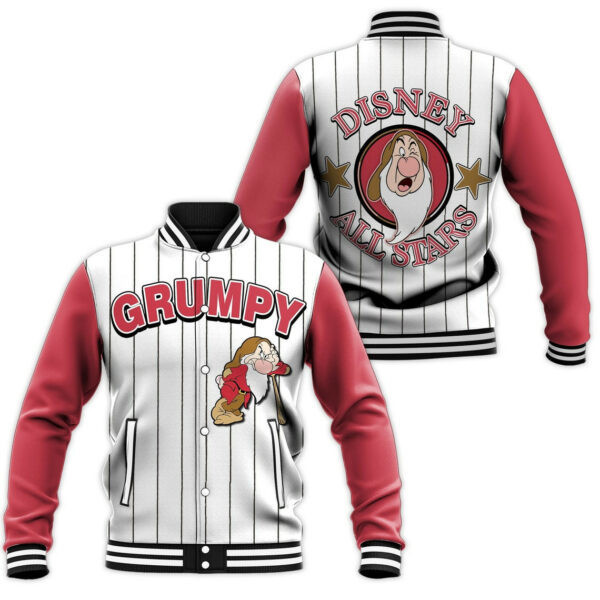 Grumpy Dwarf Disney Cartoon Baseball Jacket for Men & Women | Cartoon Fan Gift