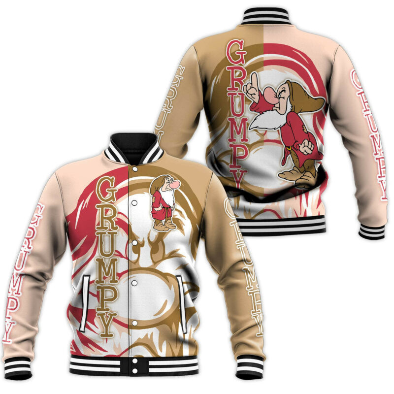 Grumpy Fashion Baseball Jacket for Men & Women | Cartoon Fan Gift