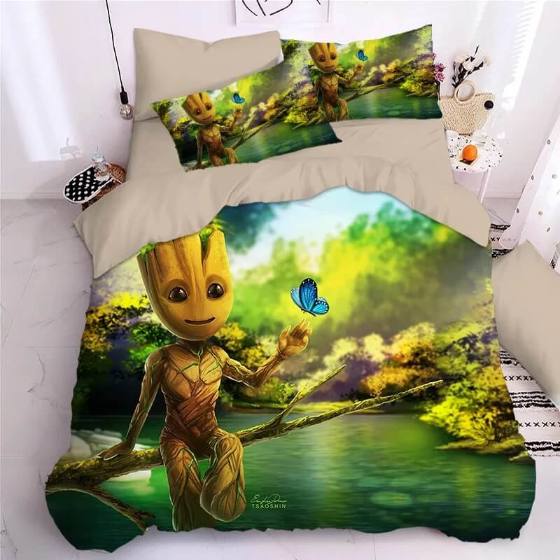Guardians Of The Galaxy Groot Star Lord Rocket Duvet Cover Quilt Cover Pillowcase Bedding Set Bed Linen Home Bedroom Decor