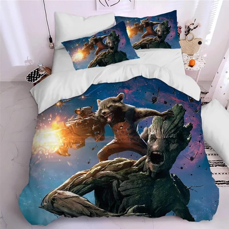 Guardians Of The Galaxy Groot Star Lord Rocket Duvet Cover Quilt Cover Pillowcase Bedding Set Bed Linen Home Bedroom Decor