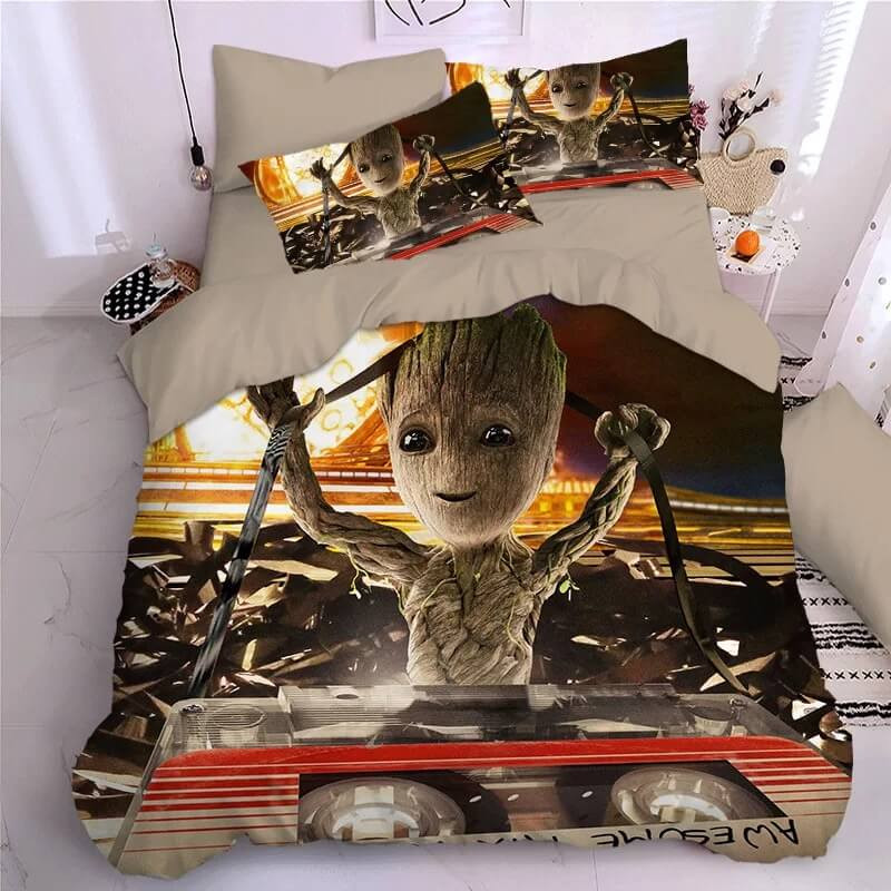 Guardians Of The Galaxy Groot Star Lord Rocket Duvet Cover Quilt Cover Pillowcase Bedding Set Bed Linen Home Bedroom Decor