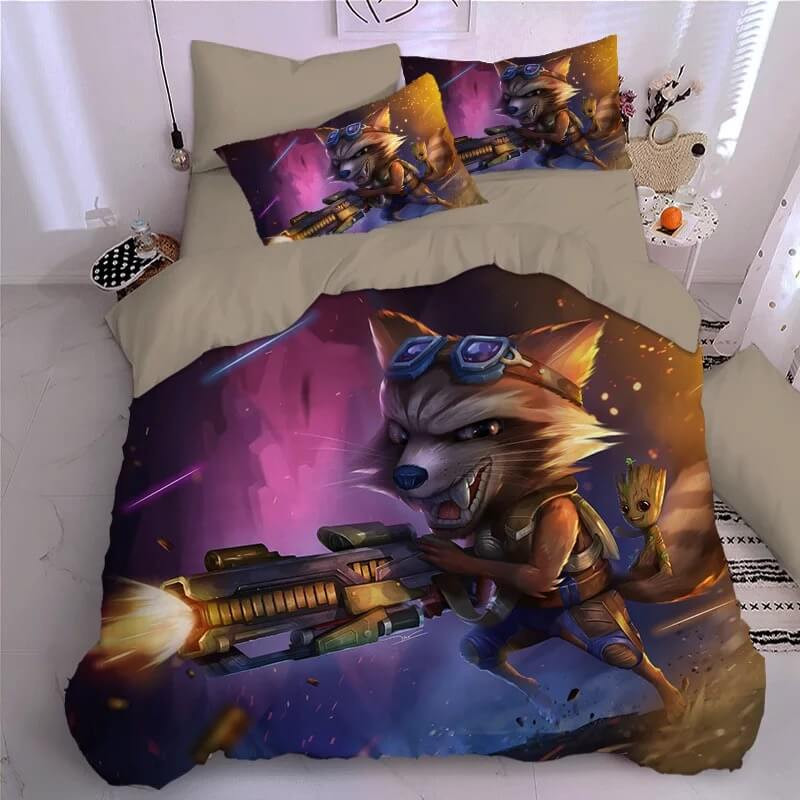 Guardians Of The Galaxy Groot Star Lord Rocket Duvet Cover Quilt Cover Pillowcase Bedding Set Bed Linen Home Bedroom Decor