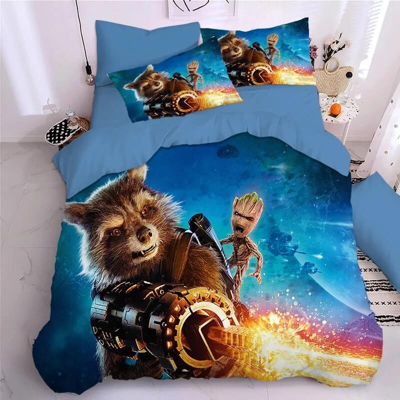 Guardians Of The Galaxy Groot Star Lord Rocket Duvet Cover Quilt Cover Pillowcase Bedding Set Bed Linen Home Bedroom Decor