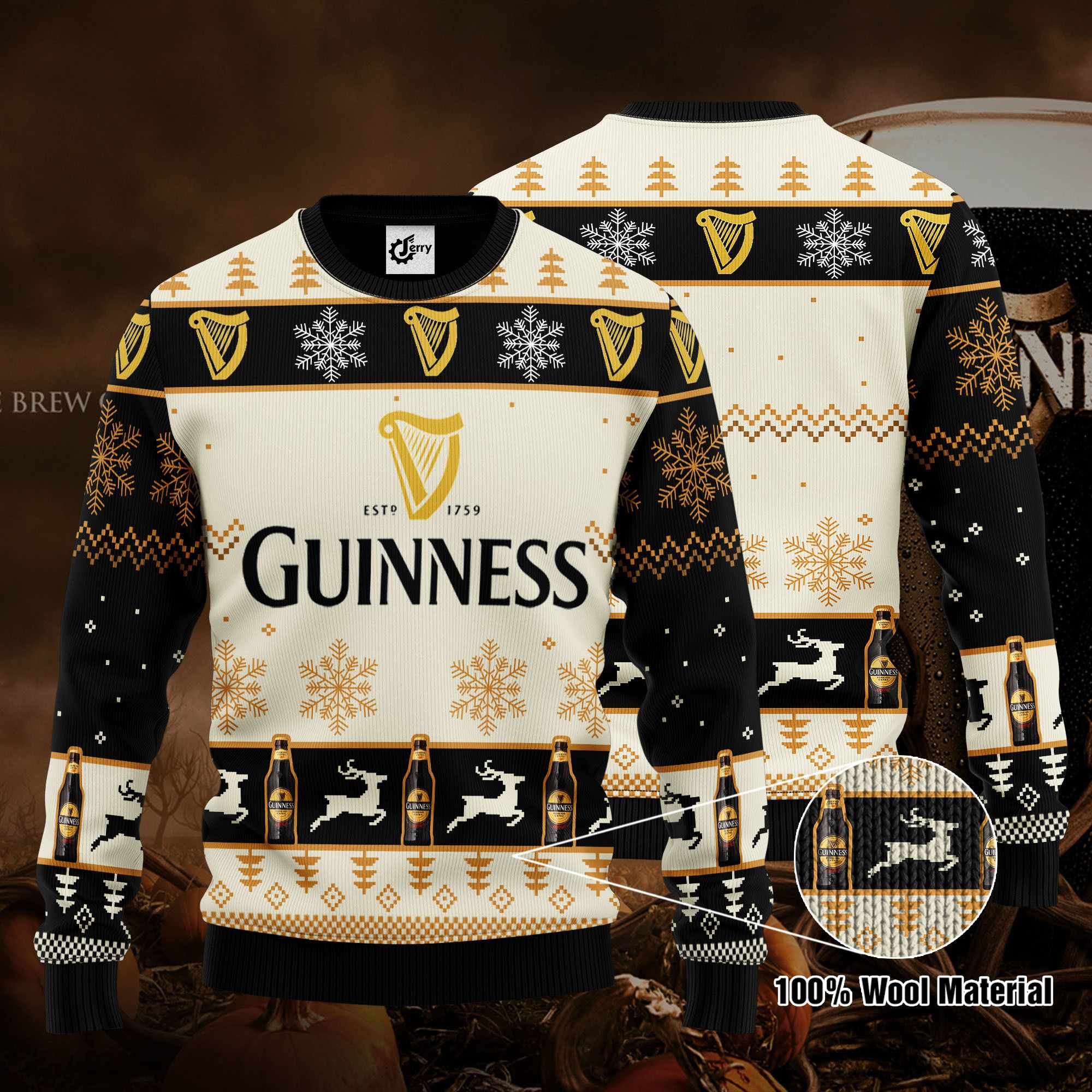 Guinness 3D Print Ugly Christmas Sweater, Hoodie, Zip Hoodie, Bomber Jacket