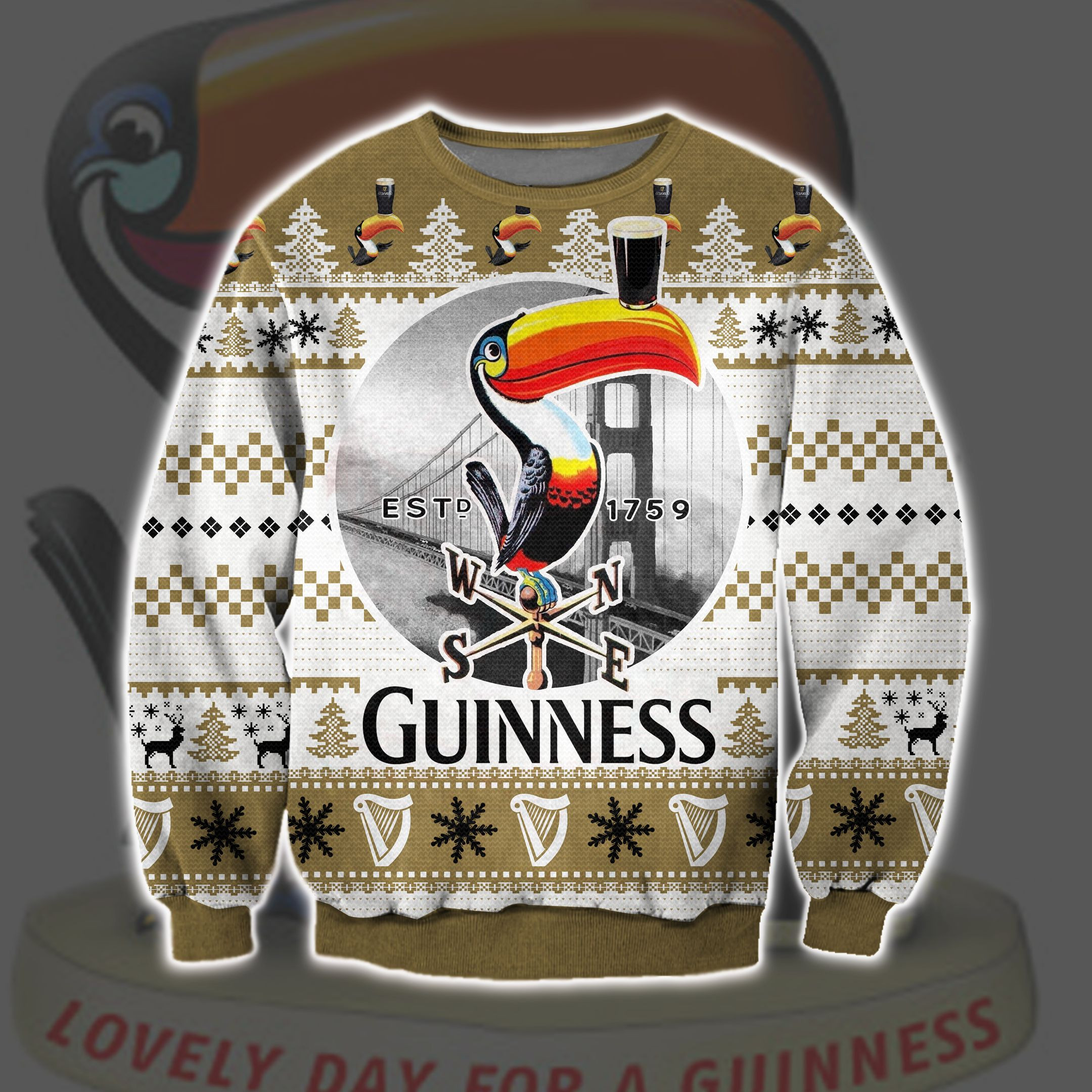 Guinness Beer 1759-Toucan 3D All Over Print Ugly Christmas Sweater