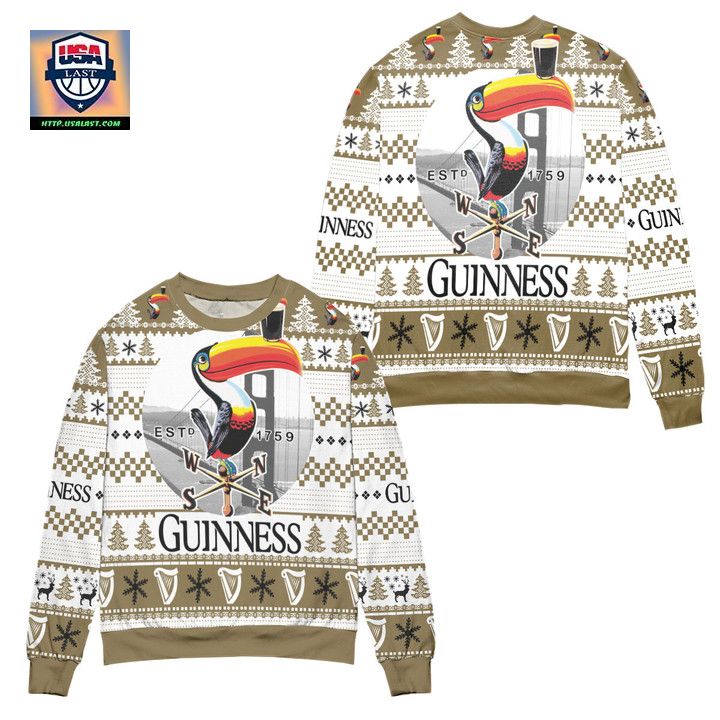 Guinness Beer Logo Checkered Pattern Claus Ugly Christmas Sweater
