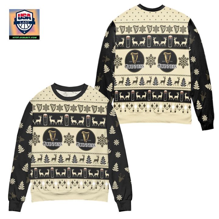 Guinness Beer Pine Tree Reindeer Ugly Christmas Sweater