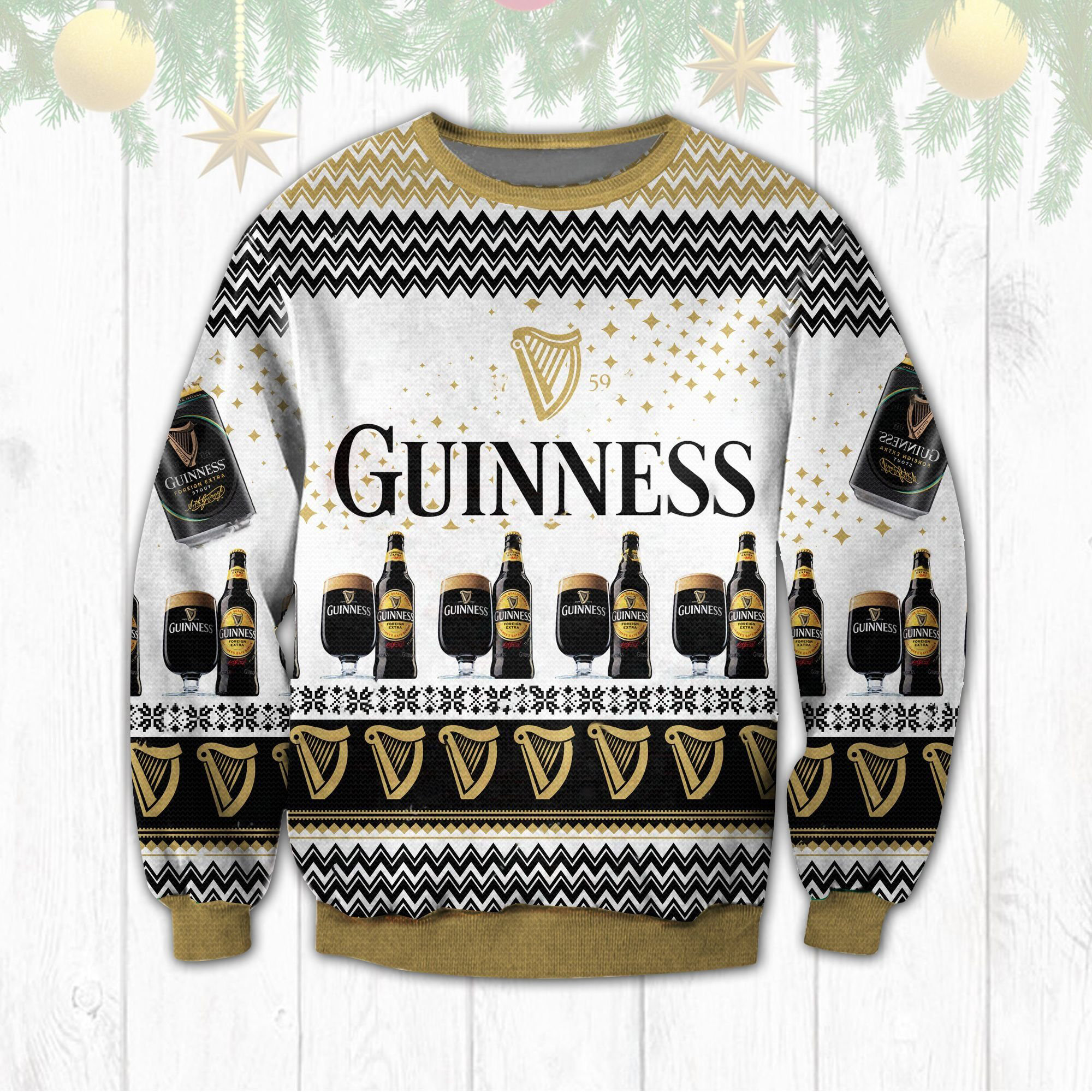 Guinness Black Beer Ugly Christmas Sweater