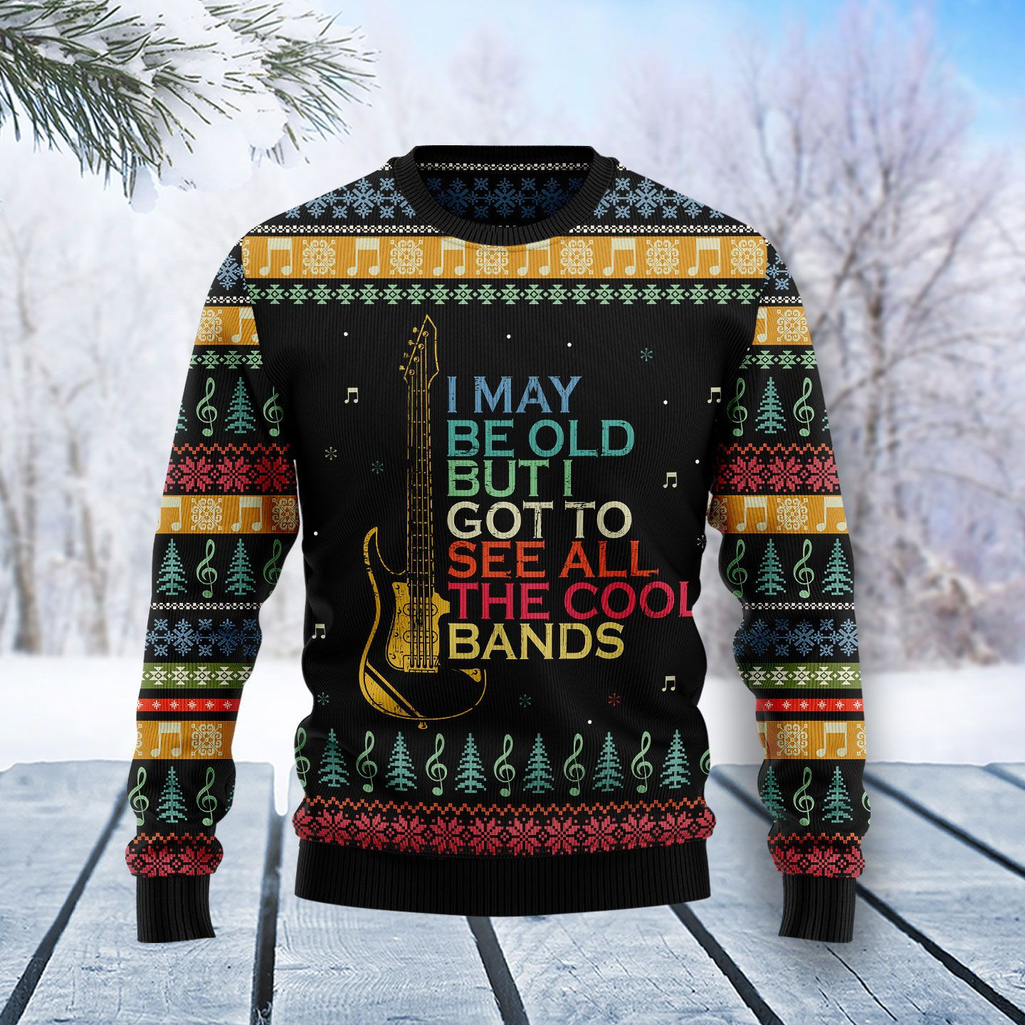 Guitar Old Vintage Ugly Christmas Sweater, Perfect Holiday Gift